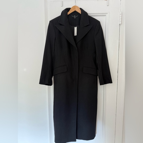 Banana Republic Isola Melton Hourglass Topcoat | Black Wool Blend | Size L NWT - Picture 3 of 10